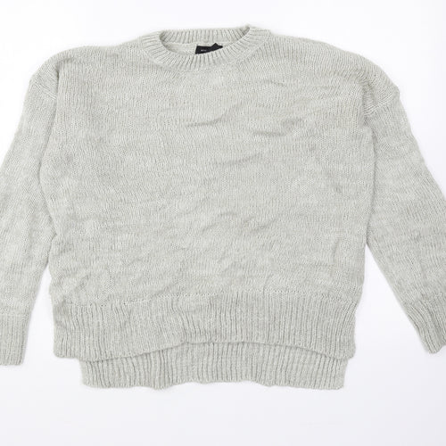 New Look Womens Grey Round Neck Acrylic Pullover Jumper Size M