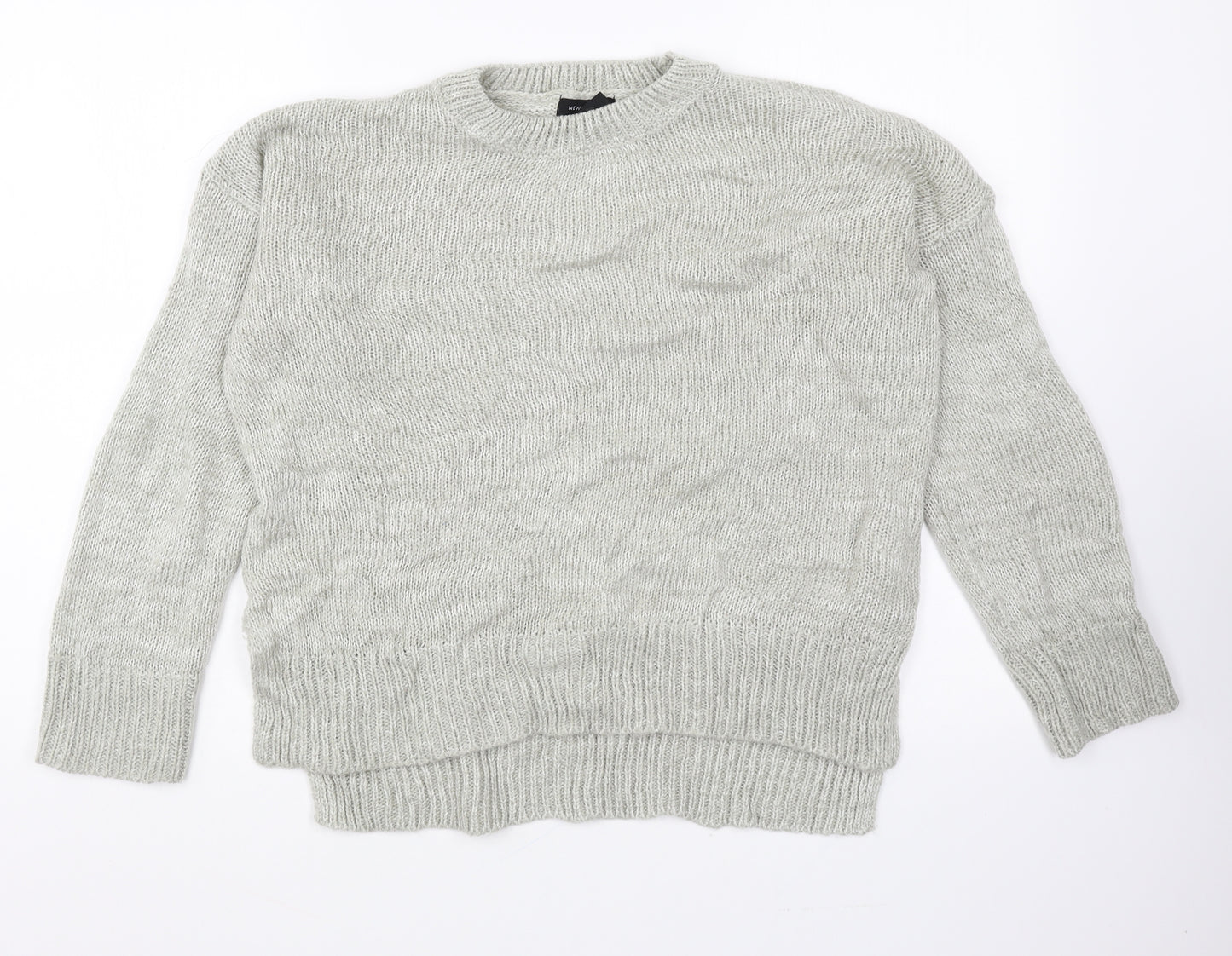 New Look Womens Grey Round Neck Acrylic Pullover Jumper Size M