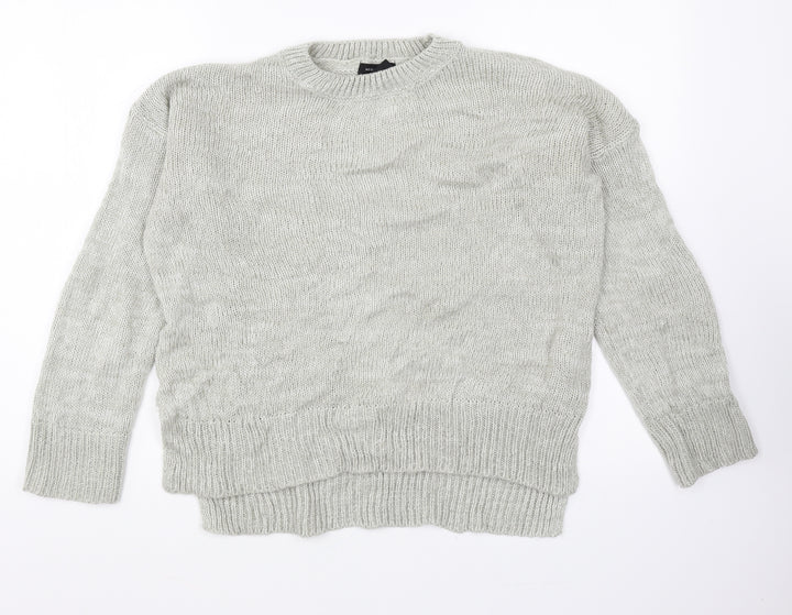 New Look Womens Grey Round Neck Acrylic Pullover Jumper Size M