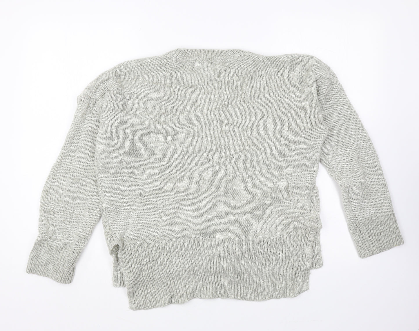 New Look Womens Grey Round Neck Acrylic Pullover Jumper Size M