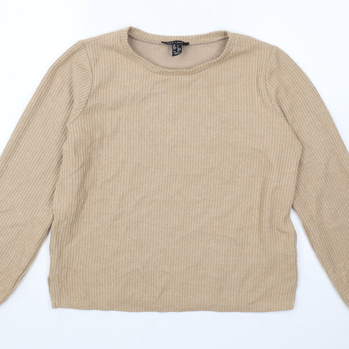 New Look Womens Brown Round Neck Polyester Pullover Jumper Size S