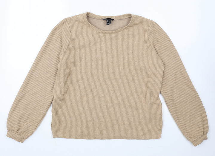 New Look Womens Brown Round Neck Polyester Pullover Jumper Size S
