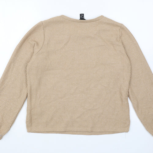 New Look Womens Brown Round Neck Polyester Pullover Jumper Size S