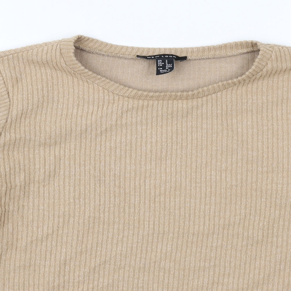 New Look Womens Brown Round Neck Polyester Pullover Jumper Size S