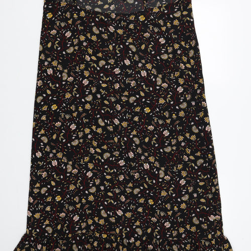 Monki Womens Black Floral Polyester Slip Dress Size M V-Neck Pullover