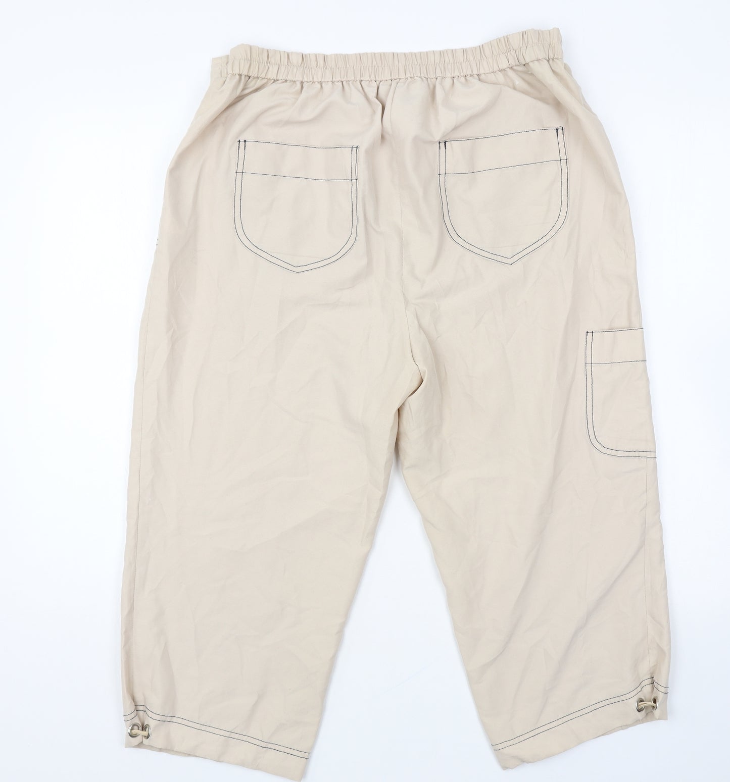 Being Casual Womens Beige Polyester Cropped Trousers Size 18 L20 in Regular Tie - Joggers