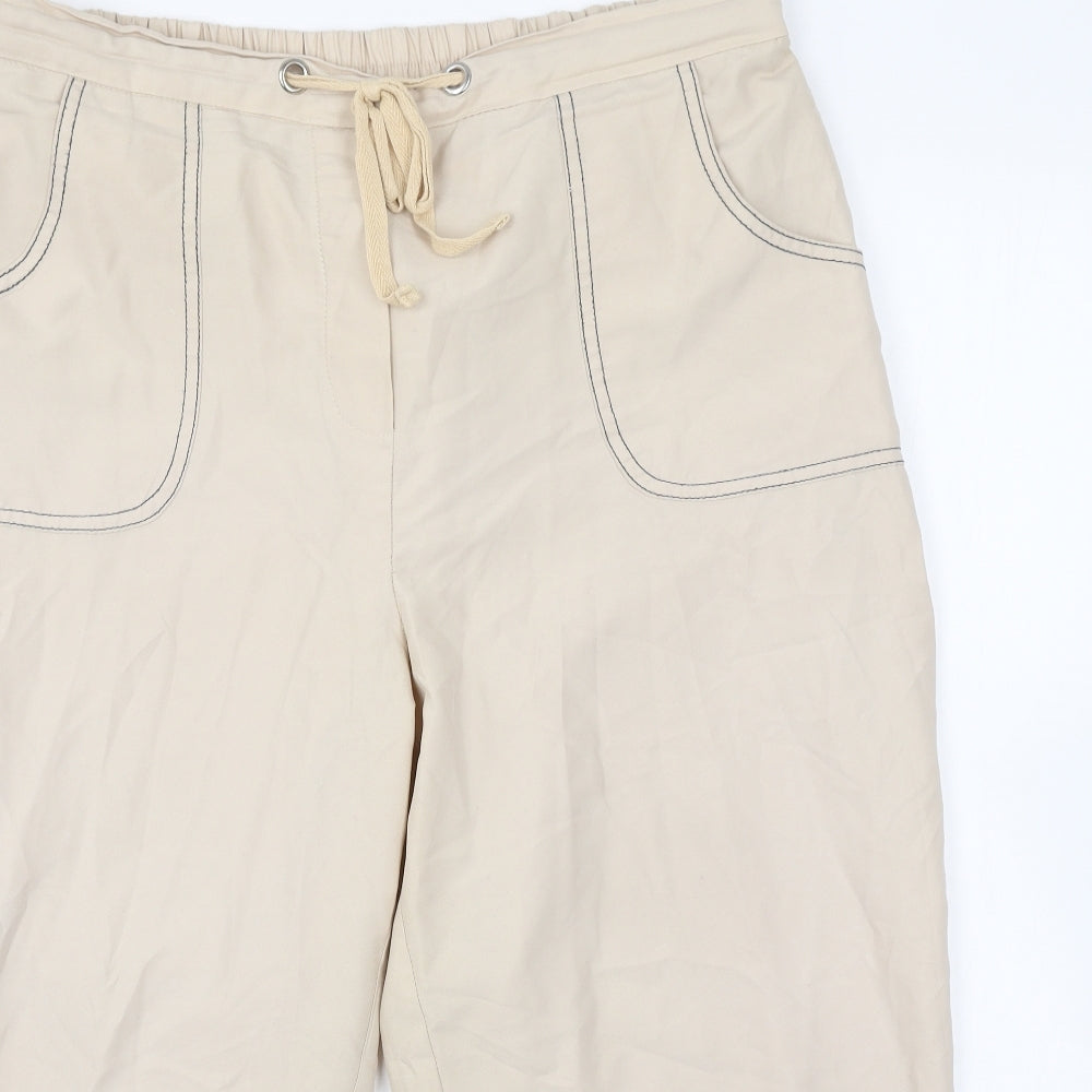 Being Casual Womens Beige Polyester Cropped Trousers Size 18 L20 in Regular Tie - Joggers