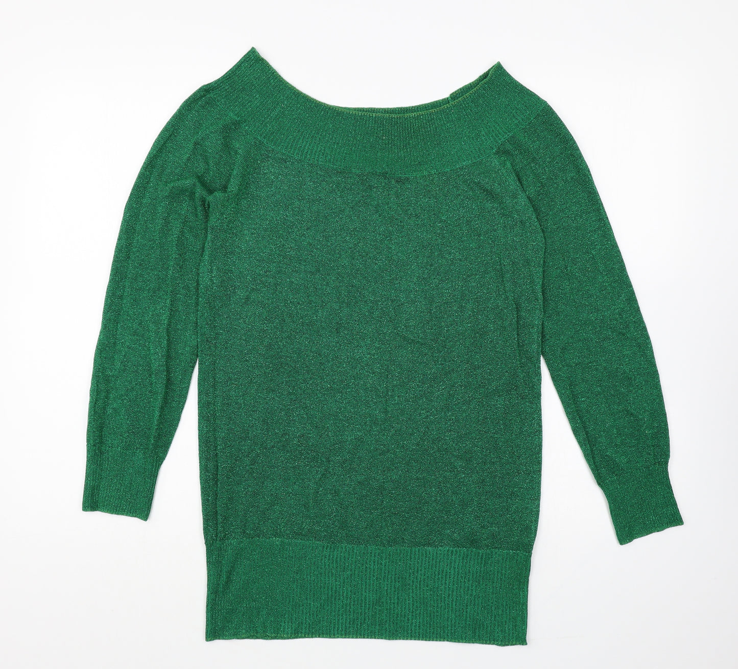 George Womens Green Boat Neck Acrylic Pullover Jumper Size 14