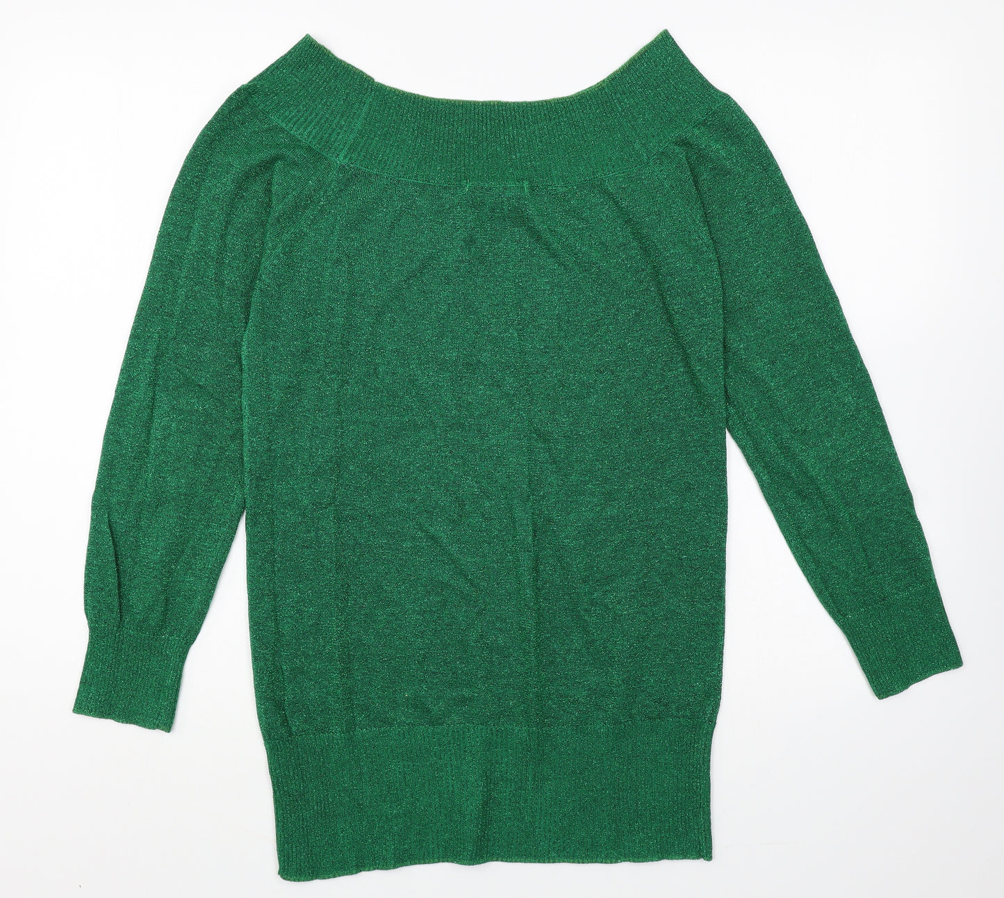 George Womens Green Boat Neck Acrylic Pullover Jumper Size 14
