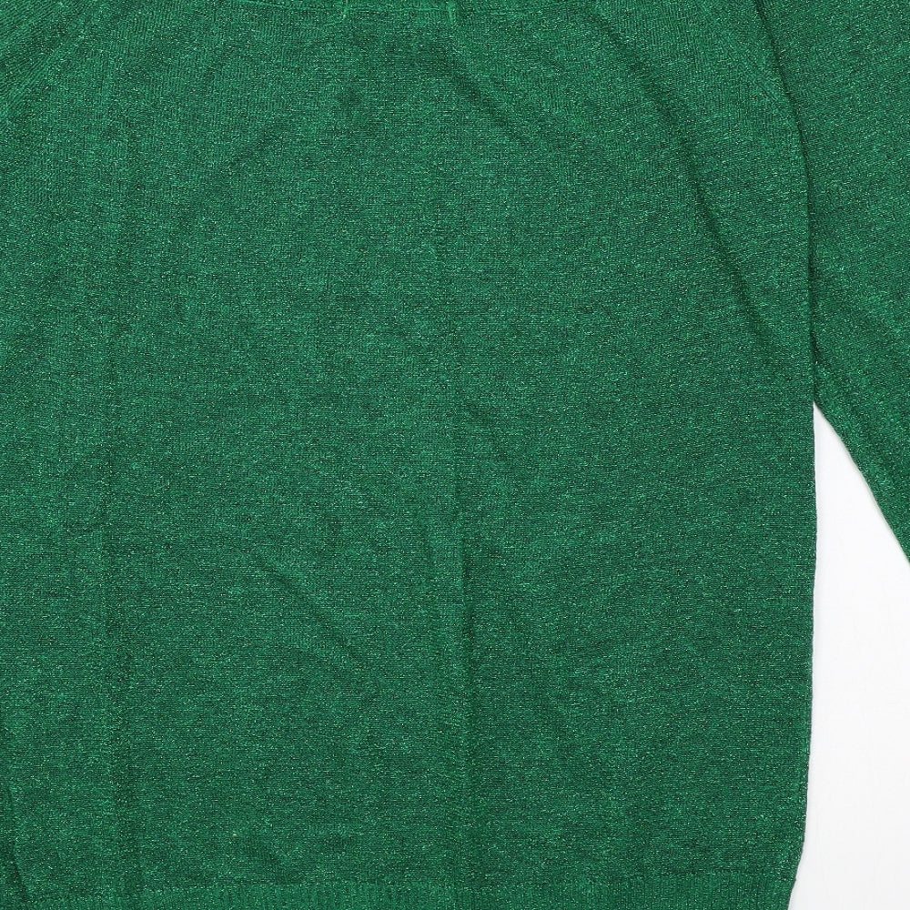 George Womens Green Boat Neck Acrylic Pullover Jumper Size 14