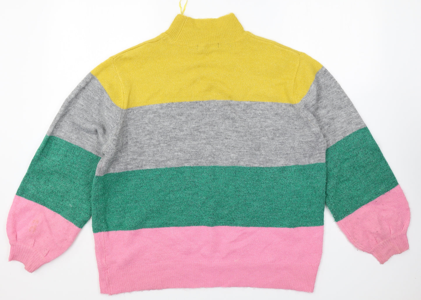 F&F Womens Multicoloured Mock Neck Striped Viscose Pullover Jumper Size 14