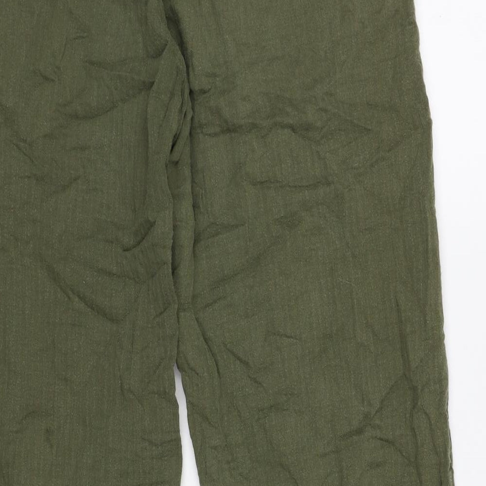 Per Una Womens Green Cotton Trousers Size 8 L29 in Regular Tie
