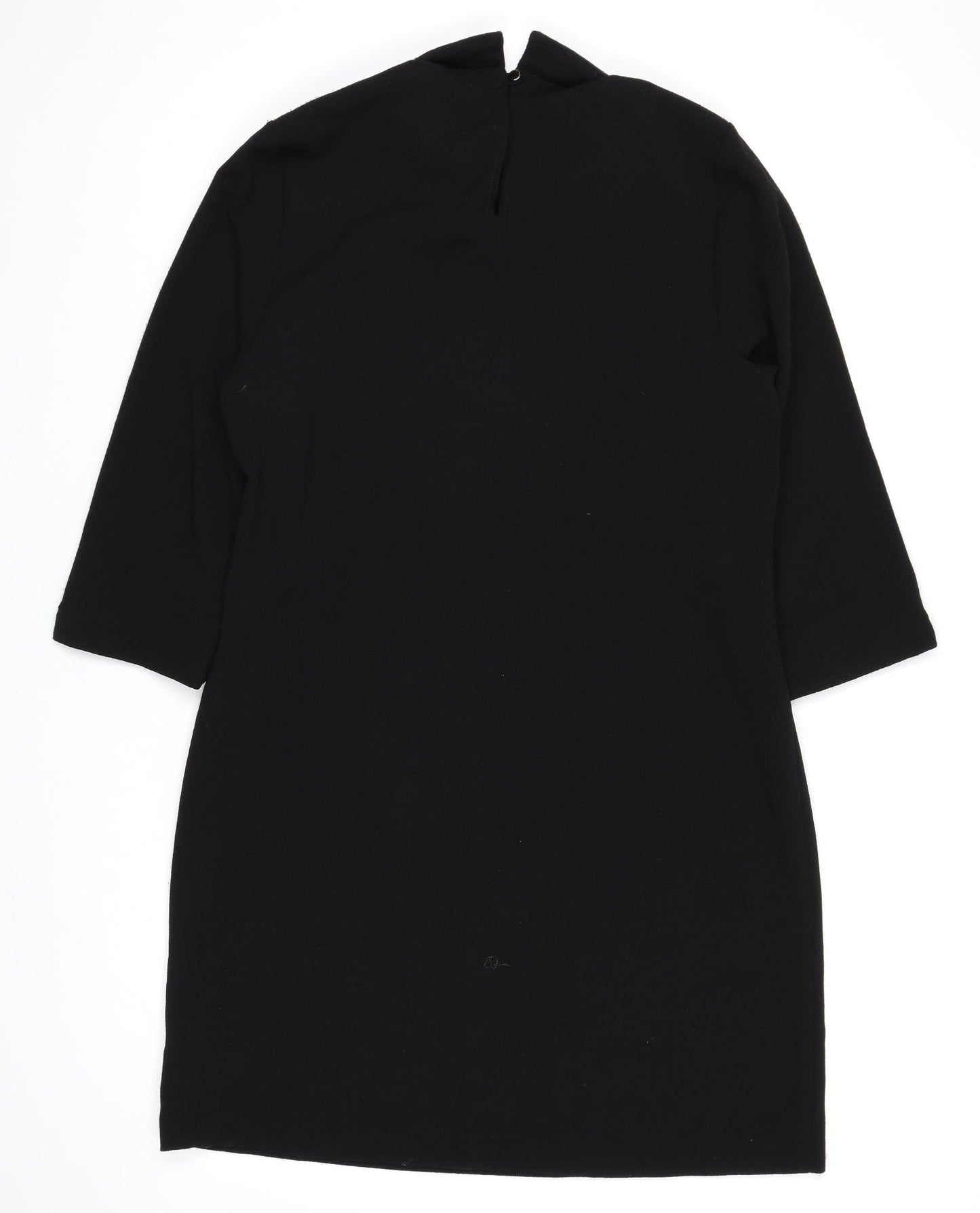 Peacocks Womens Black Polyester Shift Size 12 Round Neck Button