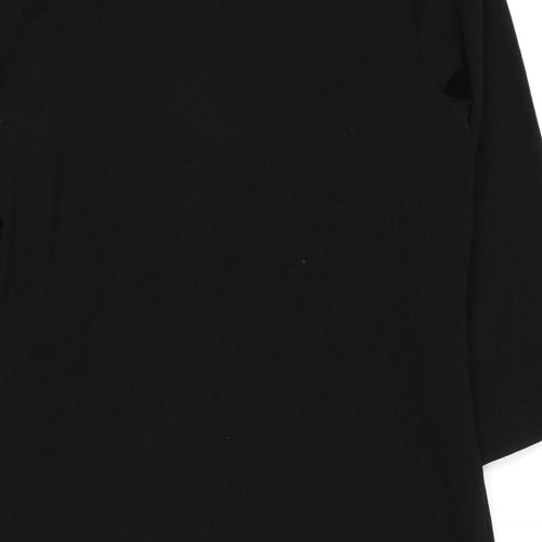 Peacocks Womens Black Polyester Shift Size 12 Round Neck Button