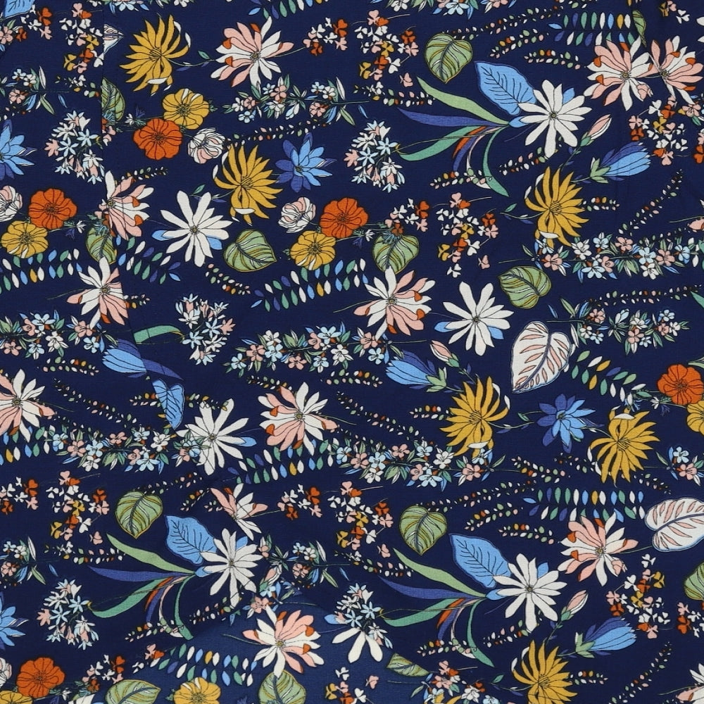 Atmosphere Womens Blue Floral Polyester Basic Blouse Size 10 Boat Neck