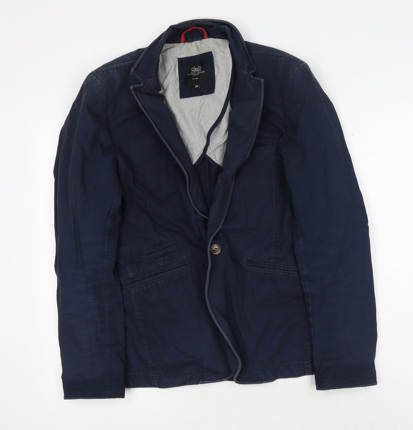 Stanley Adams Mens Blue Polyester Jacket Blazer Size 38