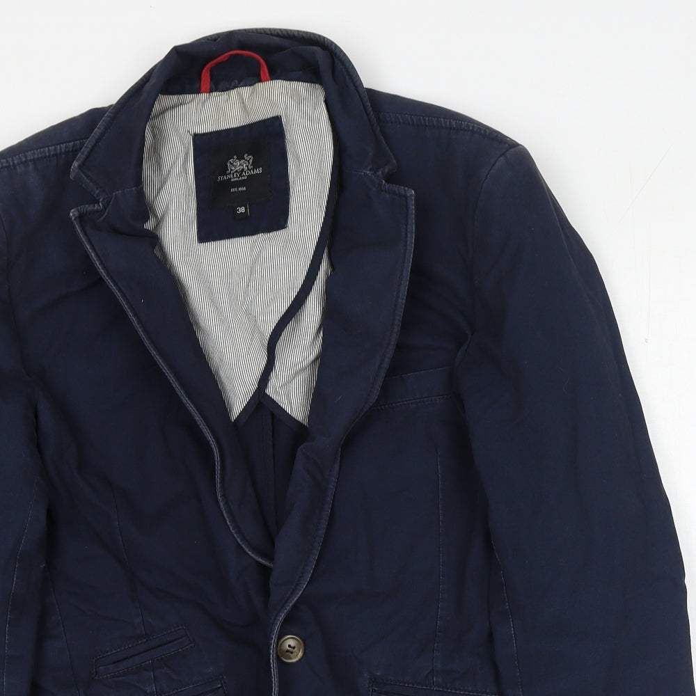 Stanley Adams Mens Blue Polyester Jacket Blazer Size 38