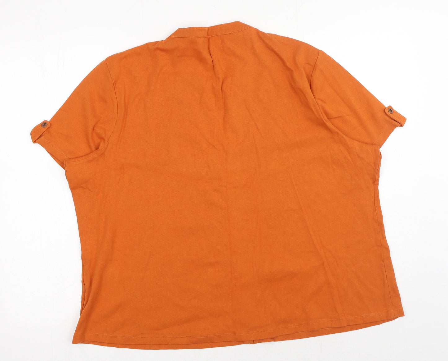 Be Yourself Womens Orange Cotton Basic Button-Up Size 26 V-Neck