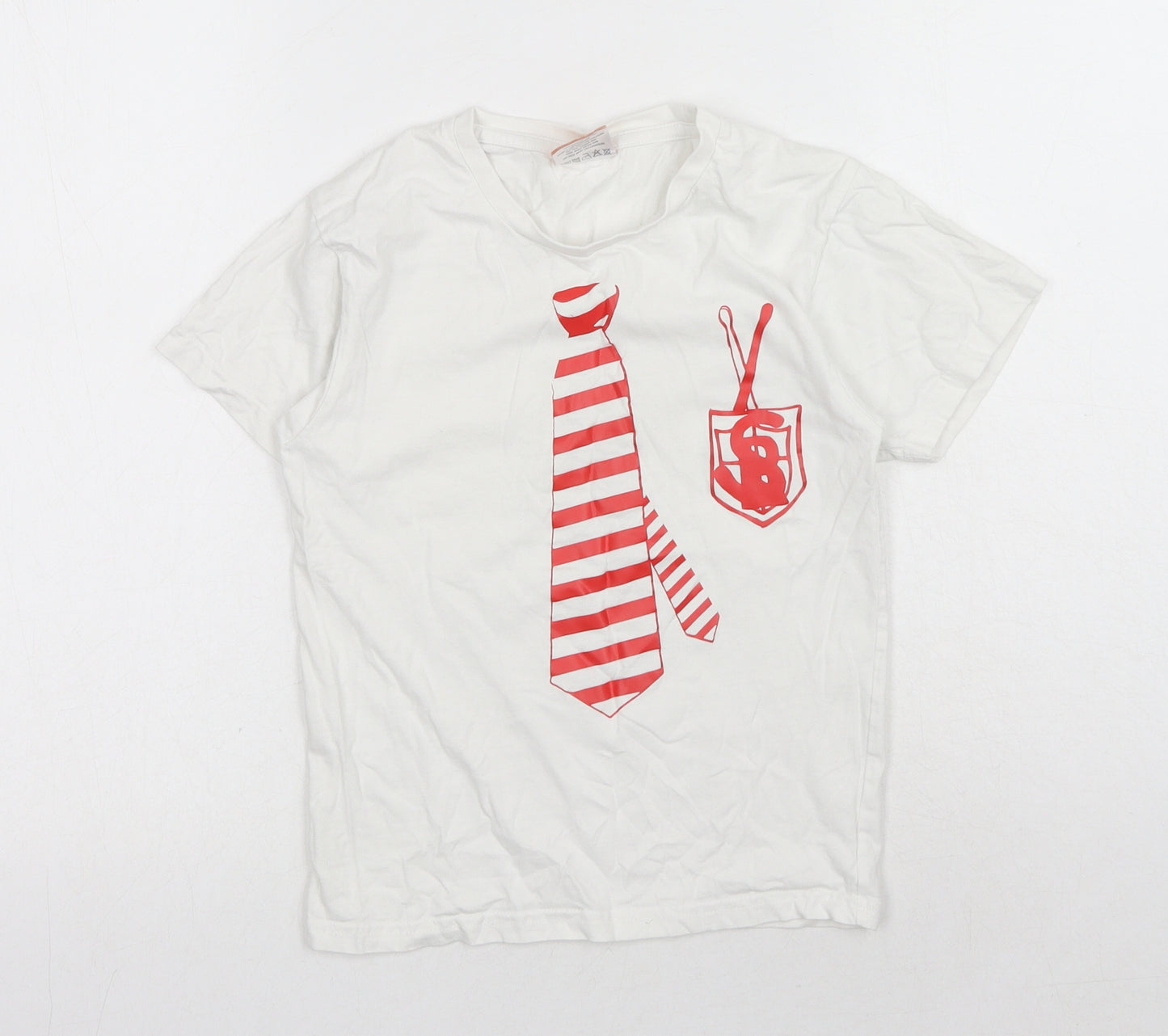 Uneek Girls White Cotton Basic T-Shirt Size 7-8 Years Round Neck Pullover - Tie