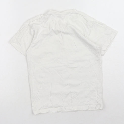 Uneek Girls White Cotton Basic T-Shirt Size 7-8 Years Round Neck Pullover - Tie