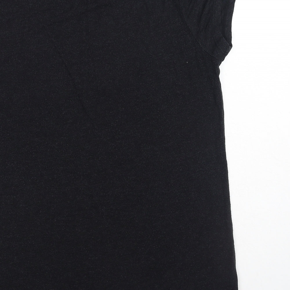 Matalan Womens Black Viscose Basic T-Shirt Size 14 Round Neck - Believe In Yourself Cold Shoulder