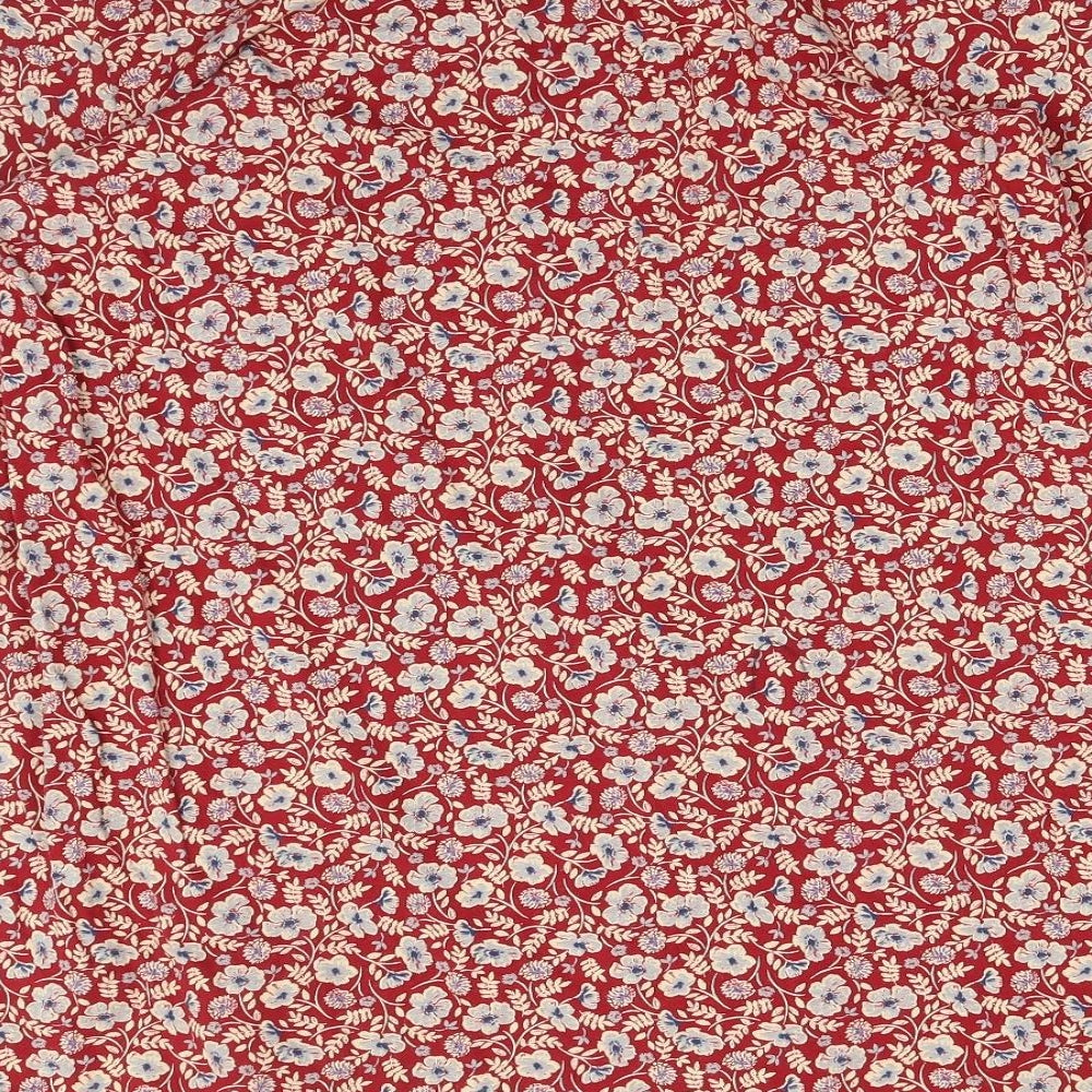 Seasalt Womens Red Floral Cotton Basic Blouse Size 16 Round Neck