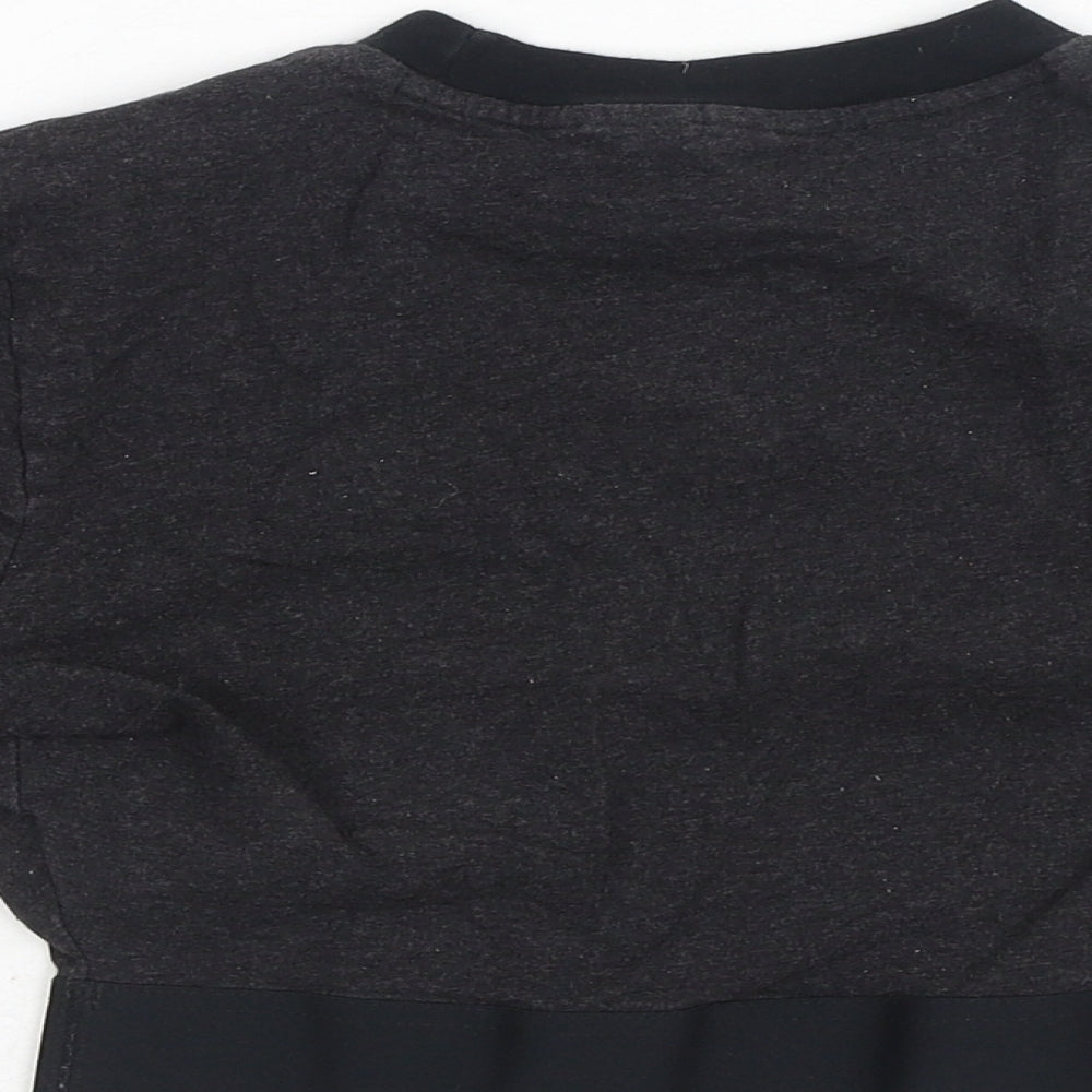 adidas Womens Grey Cotton Cropped T-Shirt Size 8 Round Neck