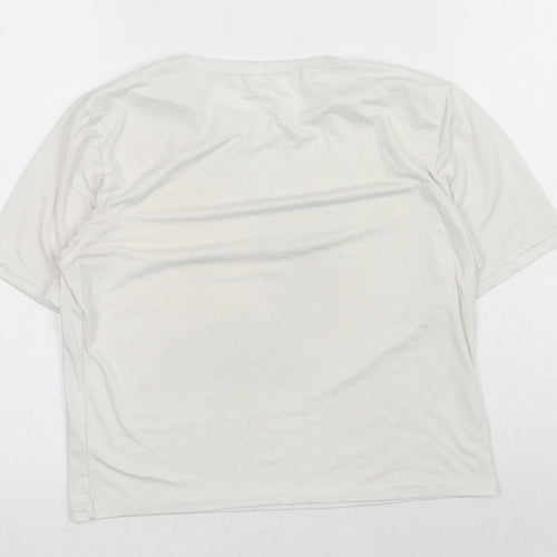 Preworn Womens White Polyester Basic T-Shirt Size S Round Neck - Hot Chocolate & Cookies