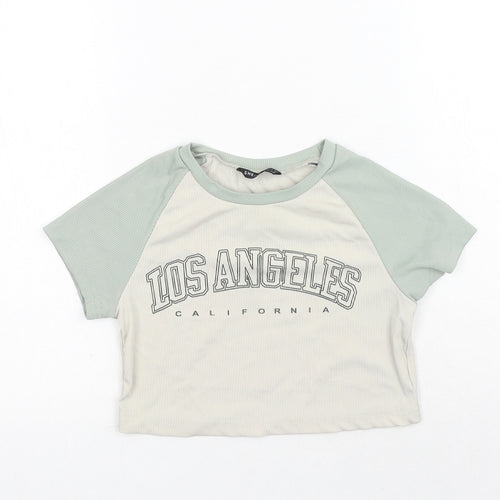 SheIn Womens Green Polyester Cropped T-Shirt Size XS Round Neck - Los Angeles California