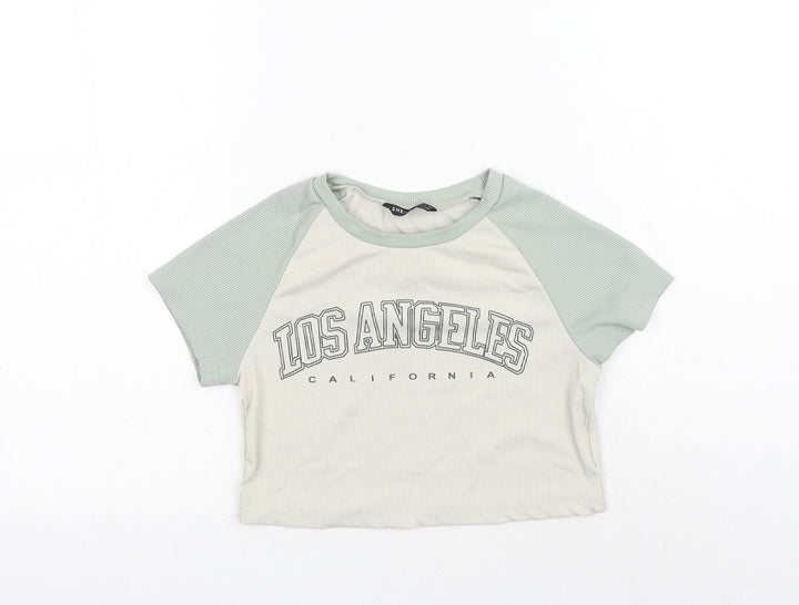 SheIn Womens Green Polyester Cropped T-Shirt Size XS Round Neck - Los Angeles California
