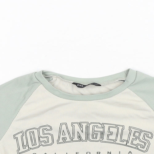 SheIn Womens Green Polyester Cropped T-Shirt Size XS Round Neck - Los Angeles California