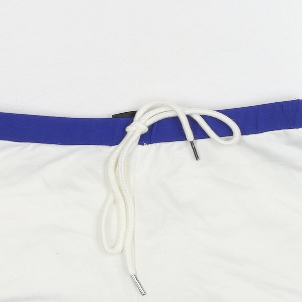 SheIn Womens White Polyester Sweat Shorts Size XS Regular Drawstring - Contrasting Trim