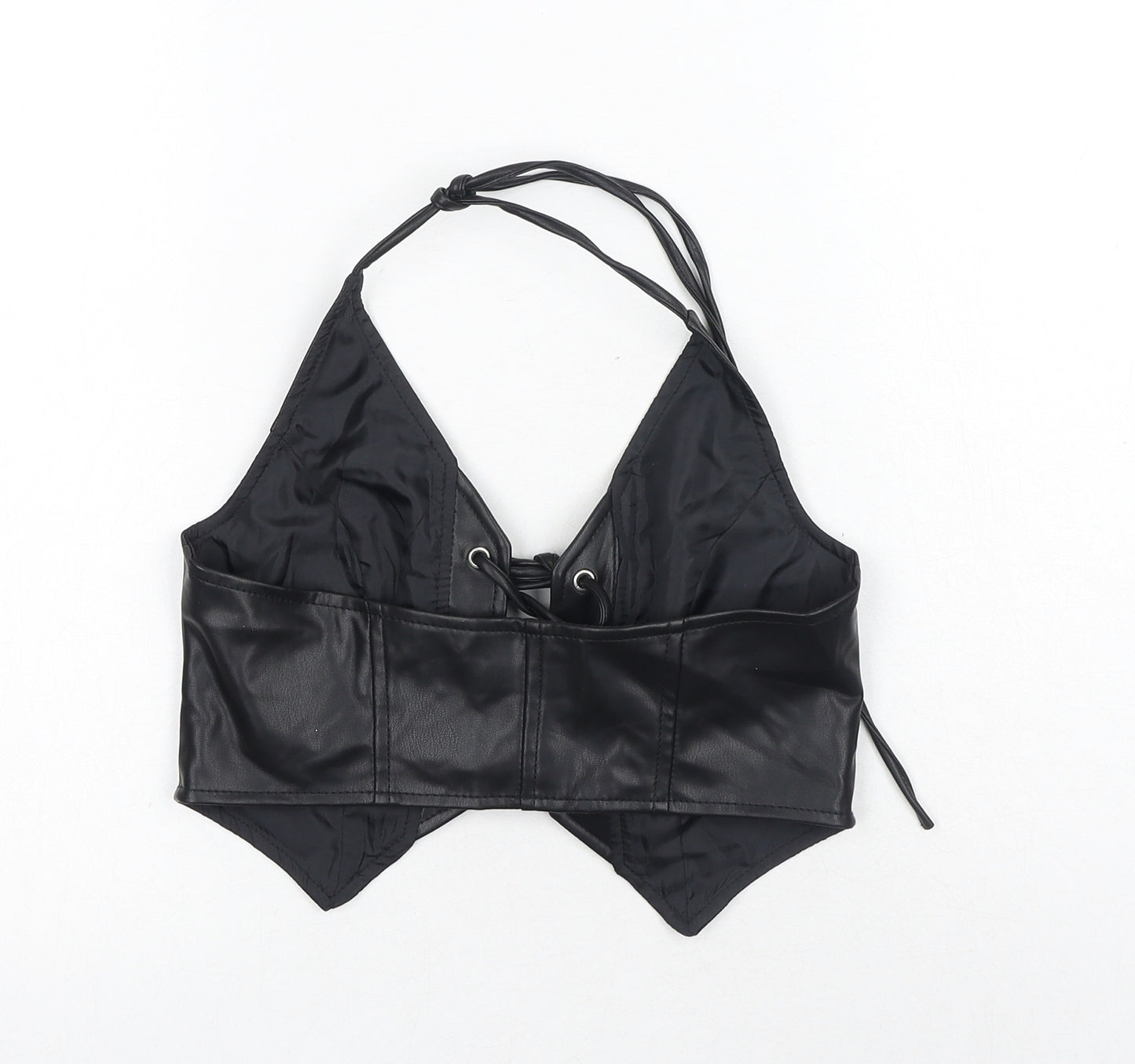 Urban Outfitters Womens Black Polyurethane Cropped Tank Size S Halter