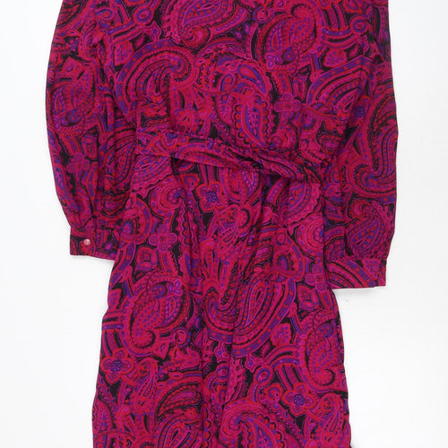 Brownstone Studio Womens Pink Paisley Polyester Shirt Dress Size 12 Round Neck Button