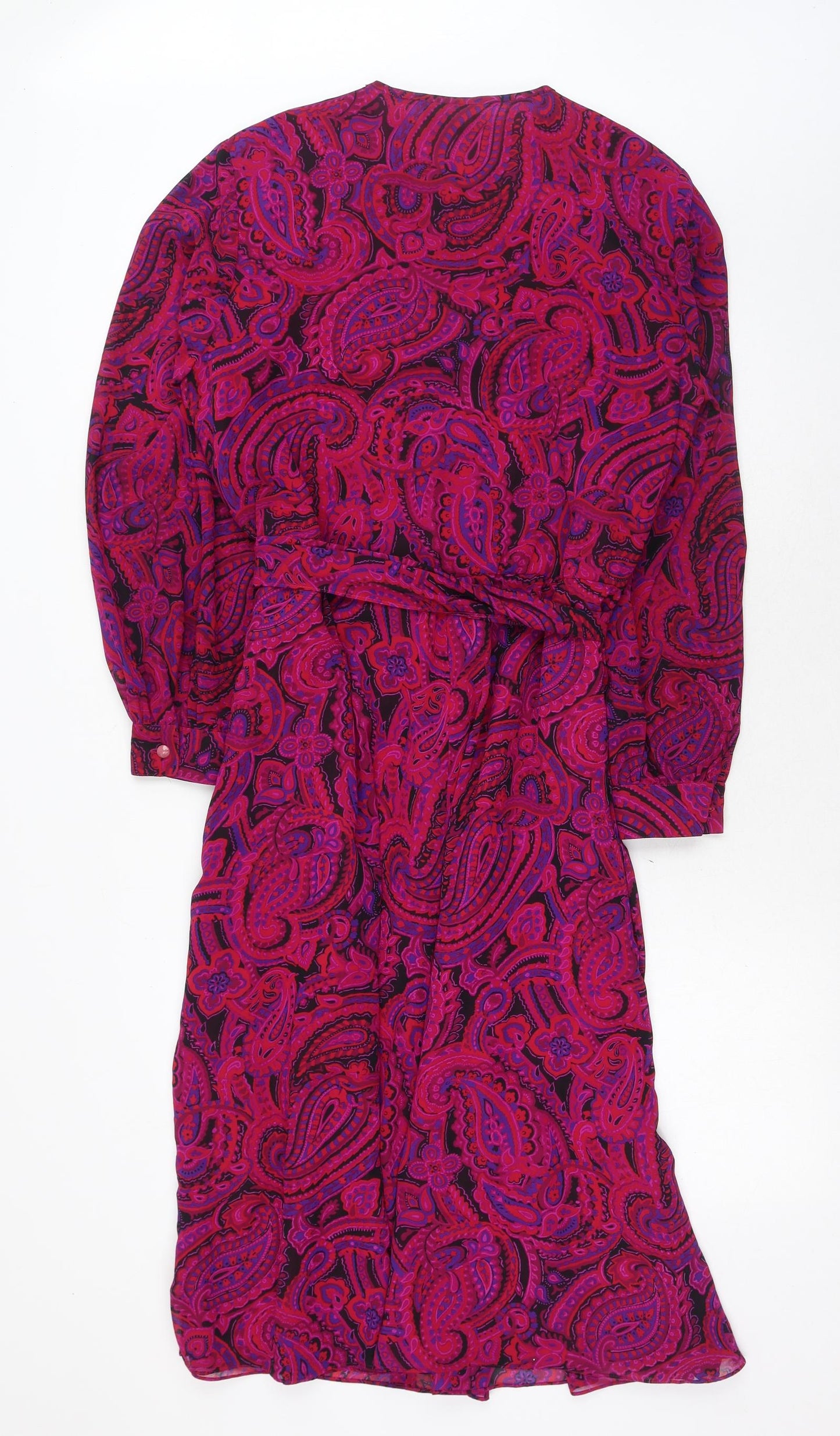 Brownstone Studio Womens Pink Paisley Polyester Shirt Dress Size 12 Round Neck Button