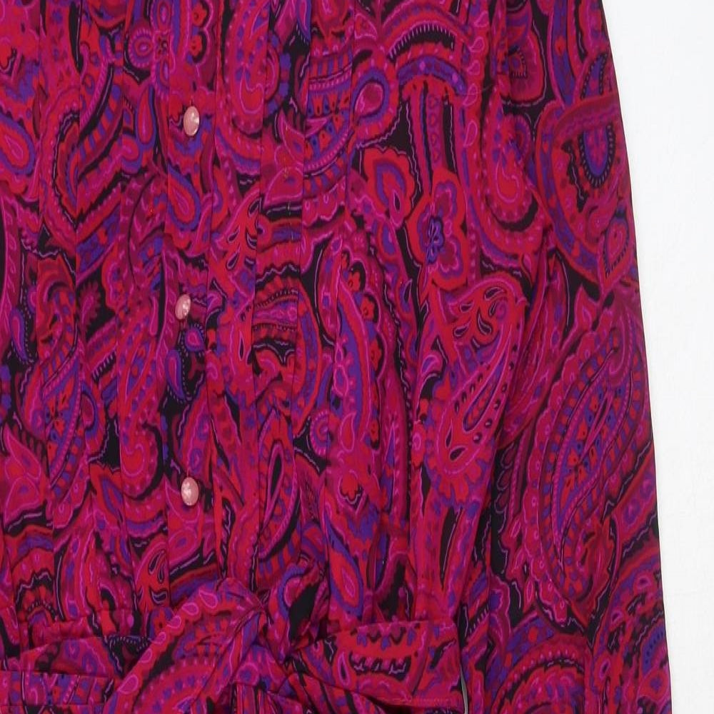 Brownstone Studio Womens Pink Paisley Polyester Shirt Dress Size 12 Round Neck Button