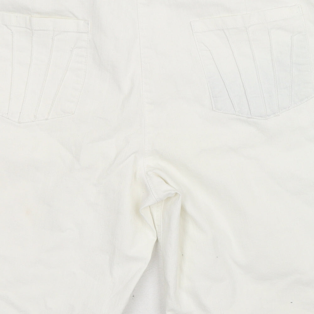 Marks and Spencer Womens White Cotton Chino Shorts Size 16 Regular Button