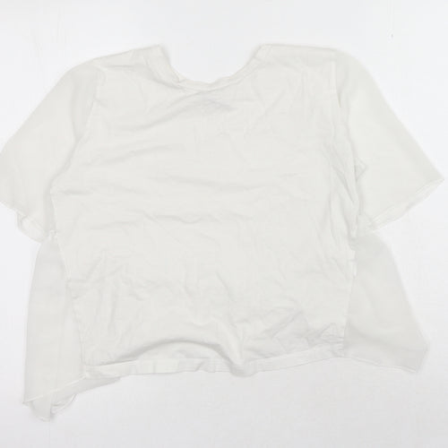 Zara Womens White Polyester Basic T-Shirt Size S Round Neck
