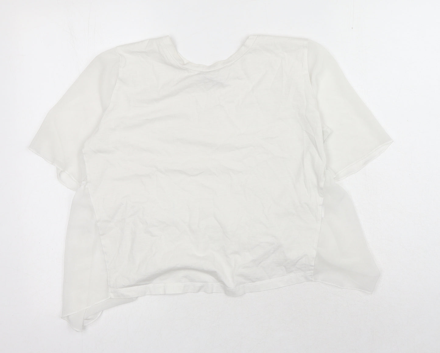 Zara Womens White Polyester Basic T-Shirt Size S Round Neck