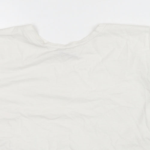 Zara Womens White Polyester Basic T-Shirt Size S Round Neck