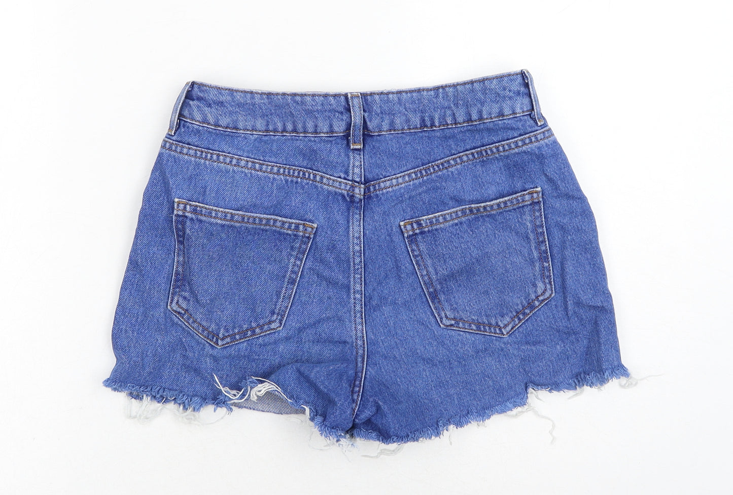 New Look Girls Blue Cotton Hot Pants Shorts Size 13 Years Regular Zip - Distressed