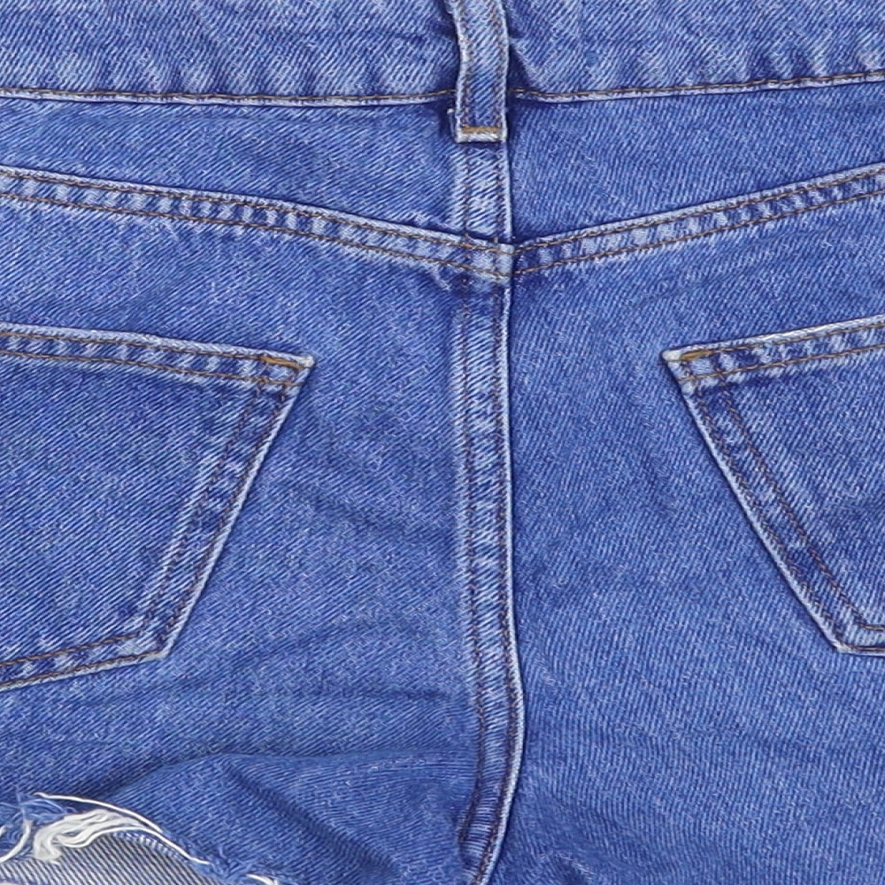 New Look Girls Blue Cotton Hot Pants Shorts Size 13 Years Regular Zip - Distressed
