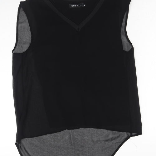 Costes Womens Black Polyester Basic Tank Size S V-Neck