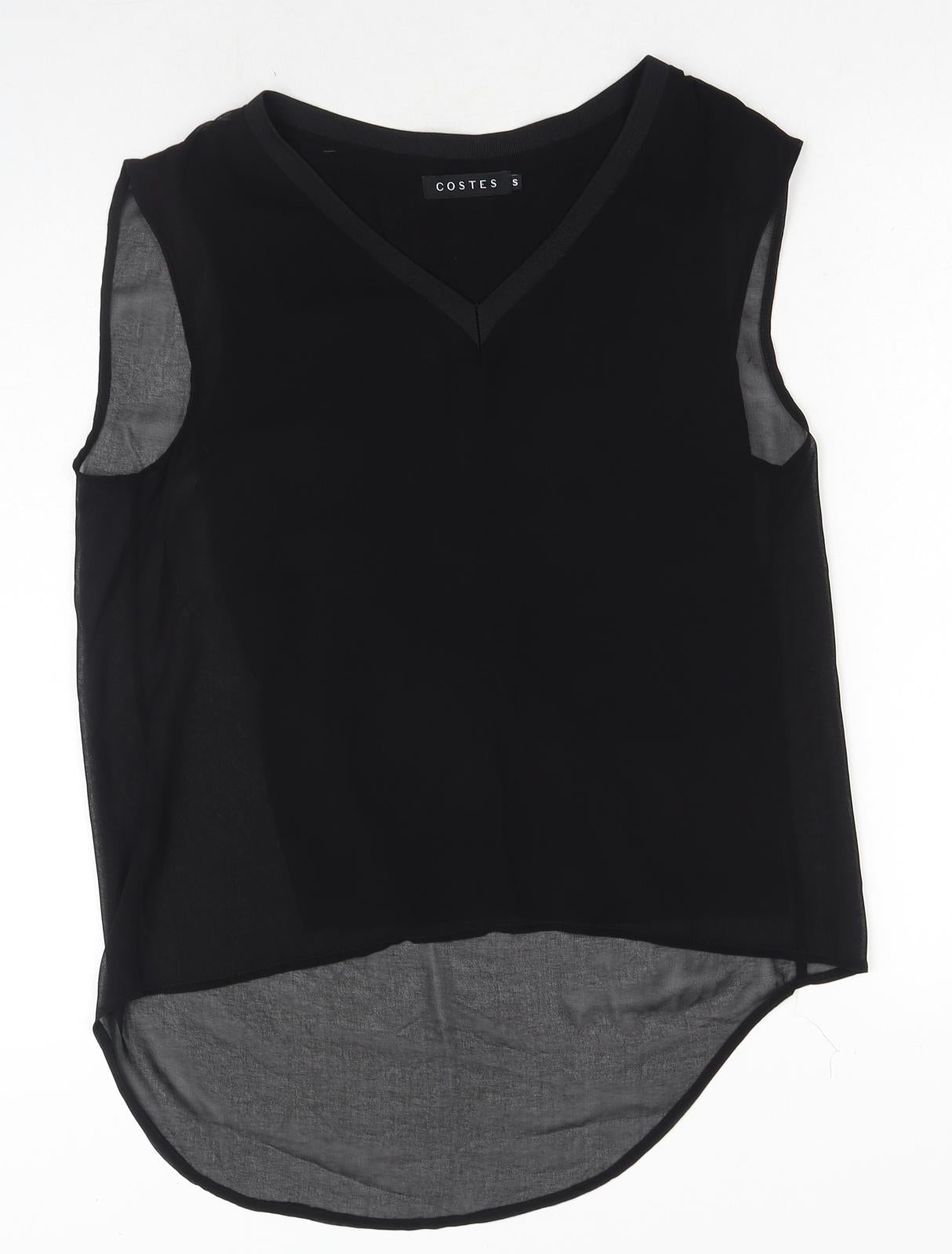Costes Womens Black Polyester Basic Tank Size S V-Neck