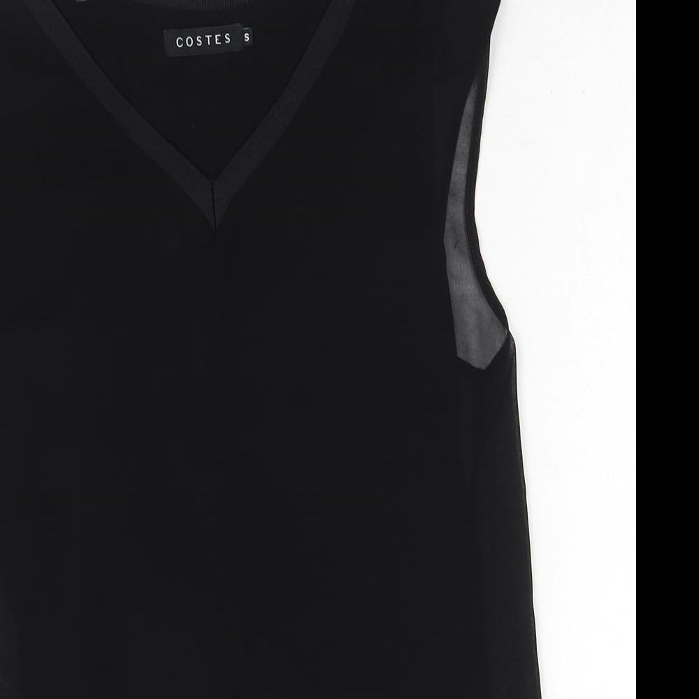 Costes Womens Black Polyester Basic Tank Size S V-Neck