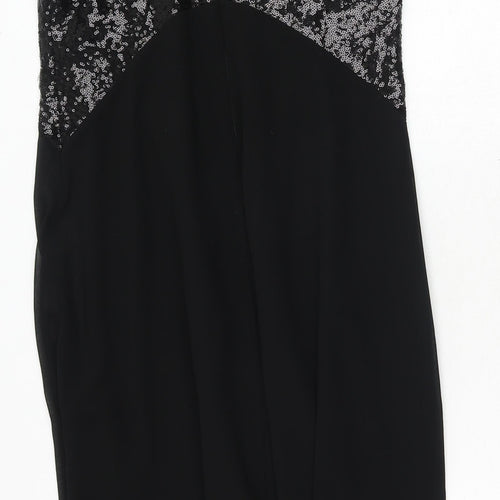 Wallis Womens Black Polyester Ball Gown Size 8 Round Neck Zip