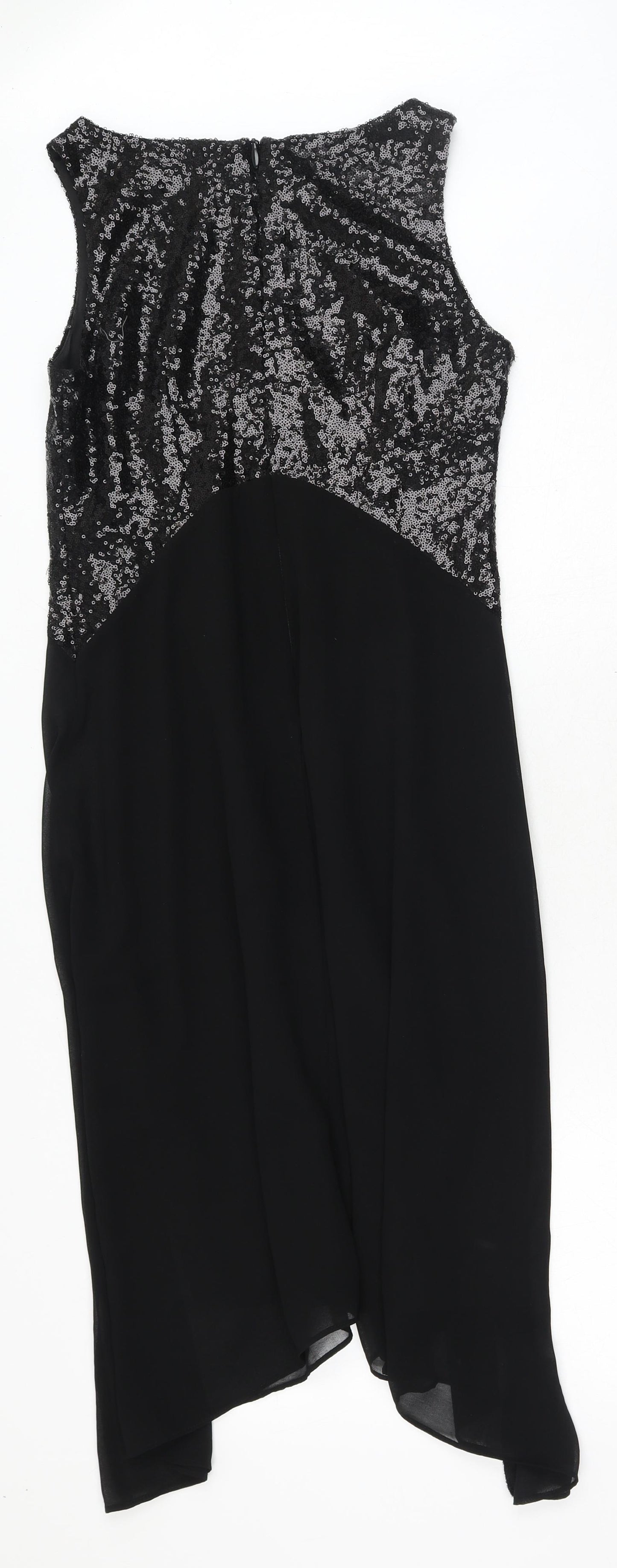 Wallis Womens Black Polyester Ball Gown Size 8 Round Neck Zip