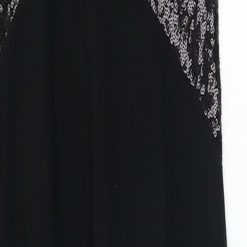 Wallis Womens Black Polyester Ball Gown Size 8 Round Neck Zip
