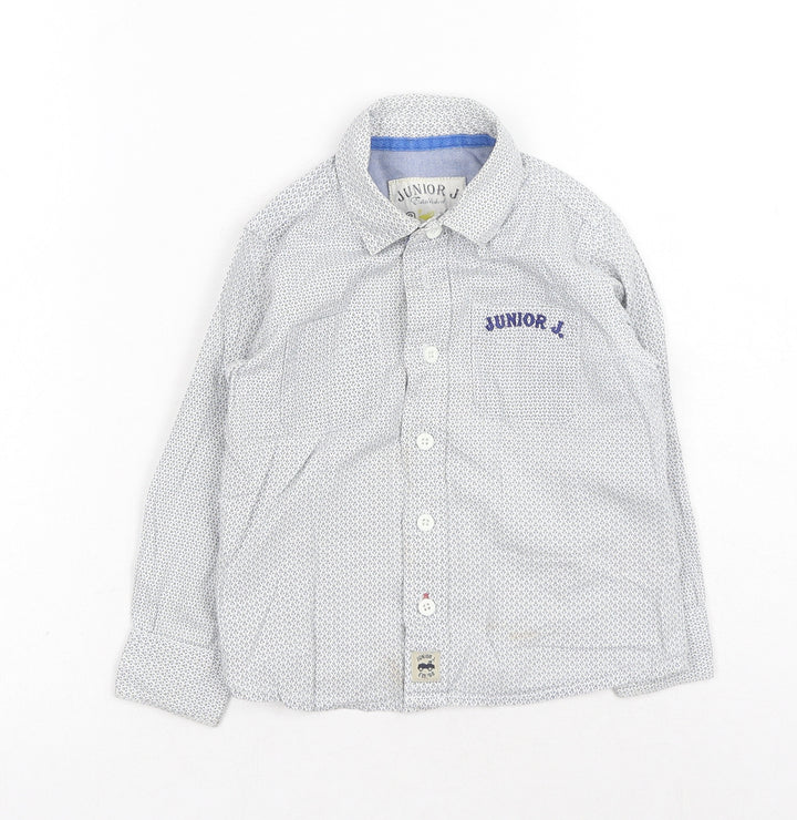 Debenhams Boys Blue Geometric Cotton Basic Button-Up Size 2-3 Years Collared Button