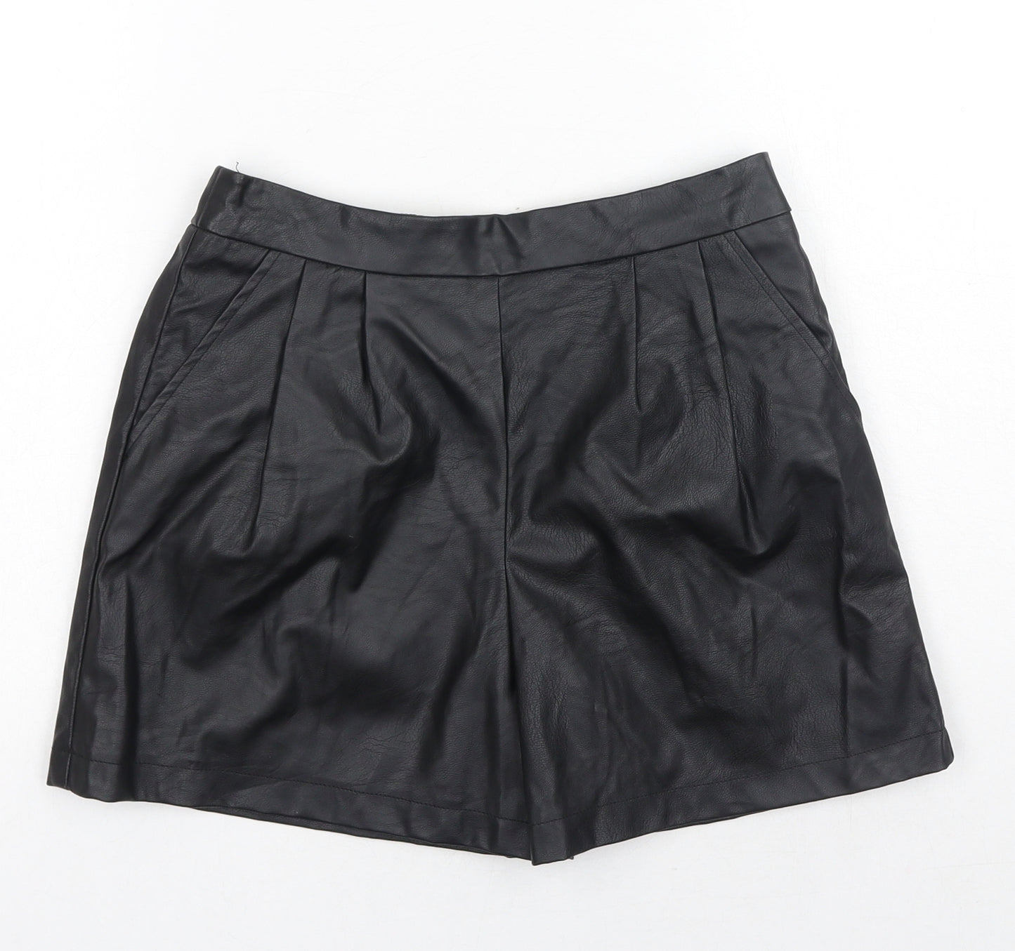 F&F Girls Black Polyurethane Hot Pants Shorts Size 10-11 Years Regular